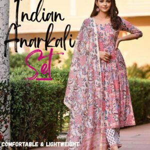 Women's Peach Cotton & Rayon Anarkali Dress | Indian Dress for Women with Palazzo Pant & Dupatta -Salwar Kameez Style | Ethnic Wear