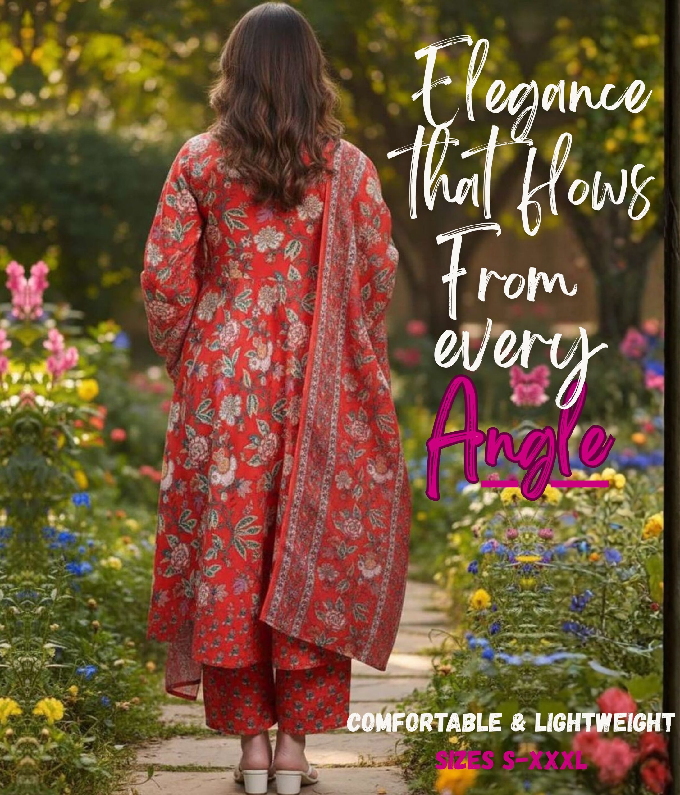 Women's Brick Red Cotton & Rayon Anarkali Dress | Indian Dress for Women with Palazzo Pant & Dupatta -Salwar Kameez Style | Ethnic Wear - Image 5