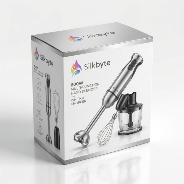 600W Multi-Function Hand Blender with Whisk and Chopper