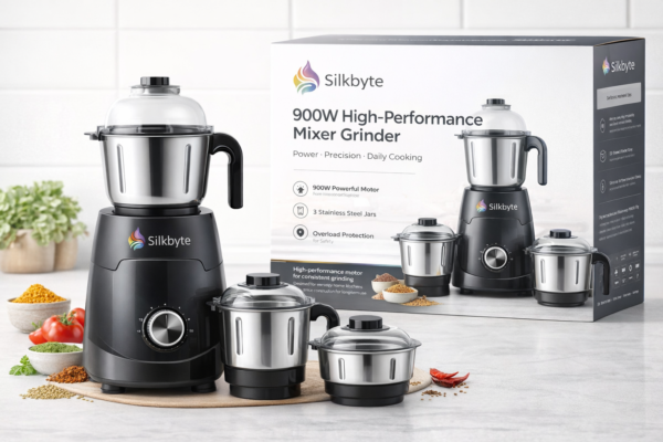 900W High-Performance Mixer Grinder with 3 Stainless Steel Jars for Daily Cooking