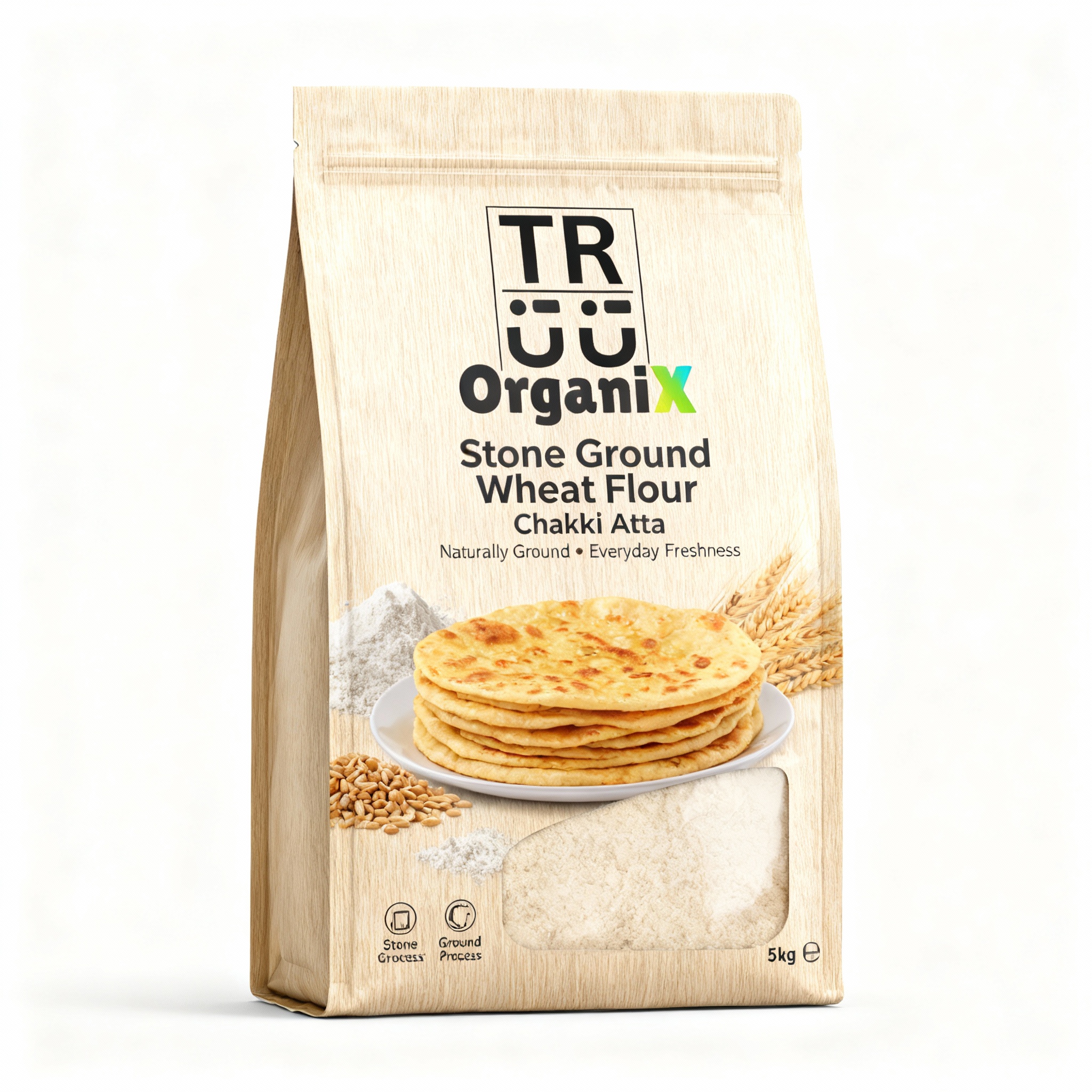 Stone Ground Wheat Flour Chakki Atta - 5 kg Pack
